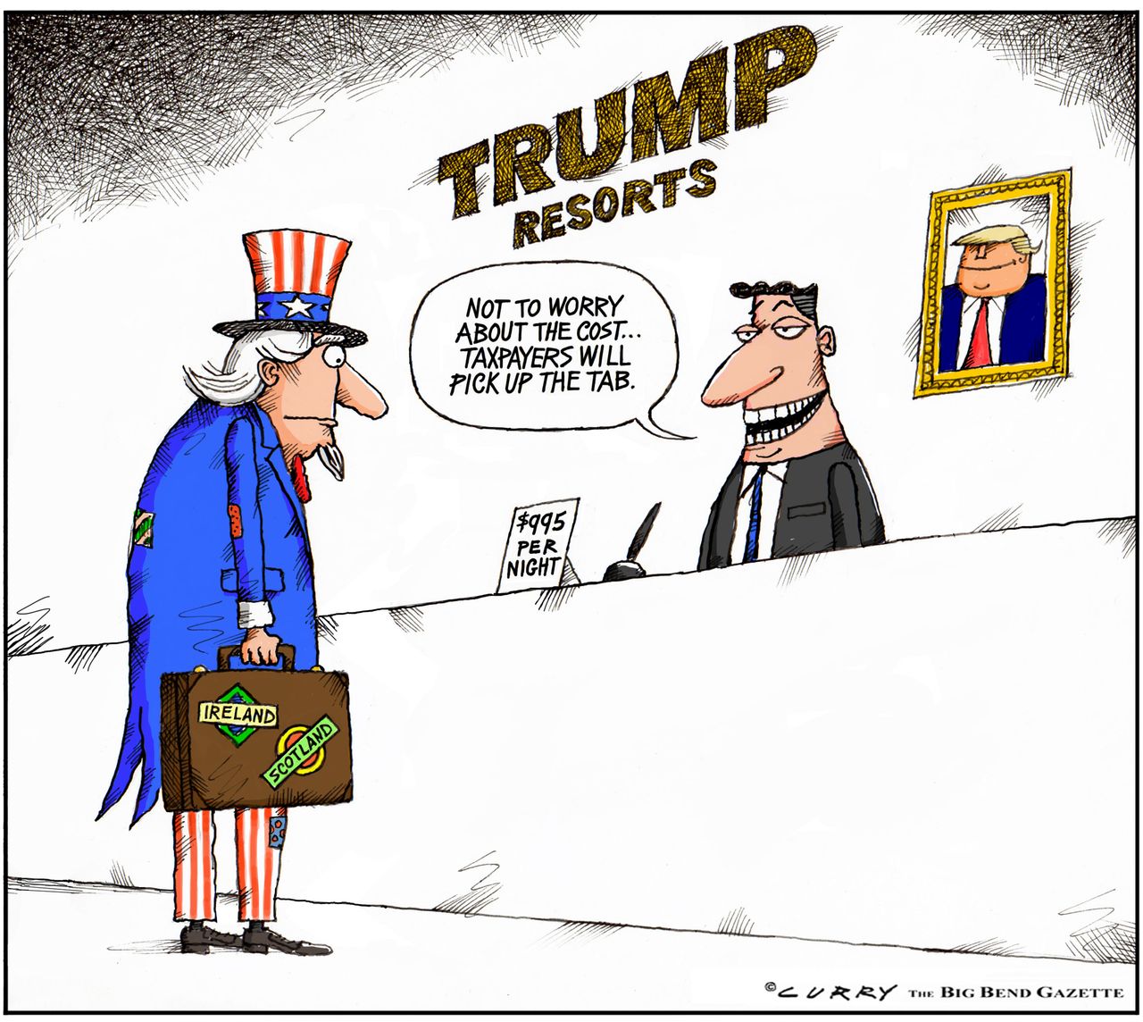 Political Cartoon U.S. Trump resort uncle sam&amp;amp;nbsp;