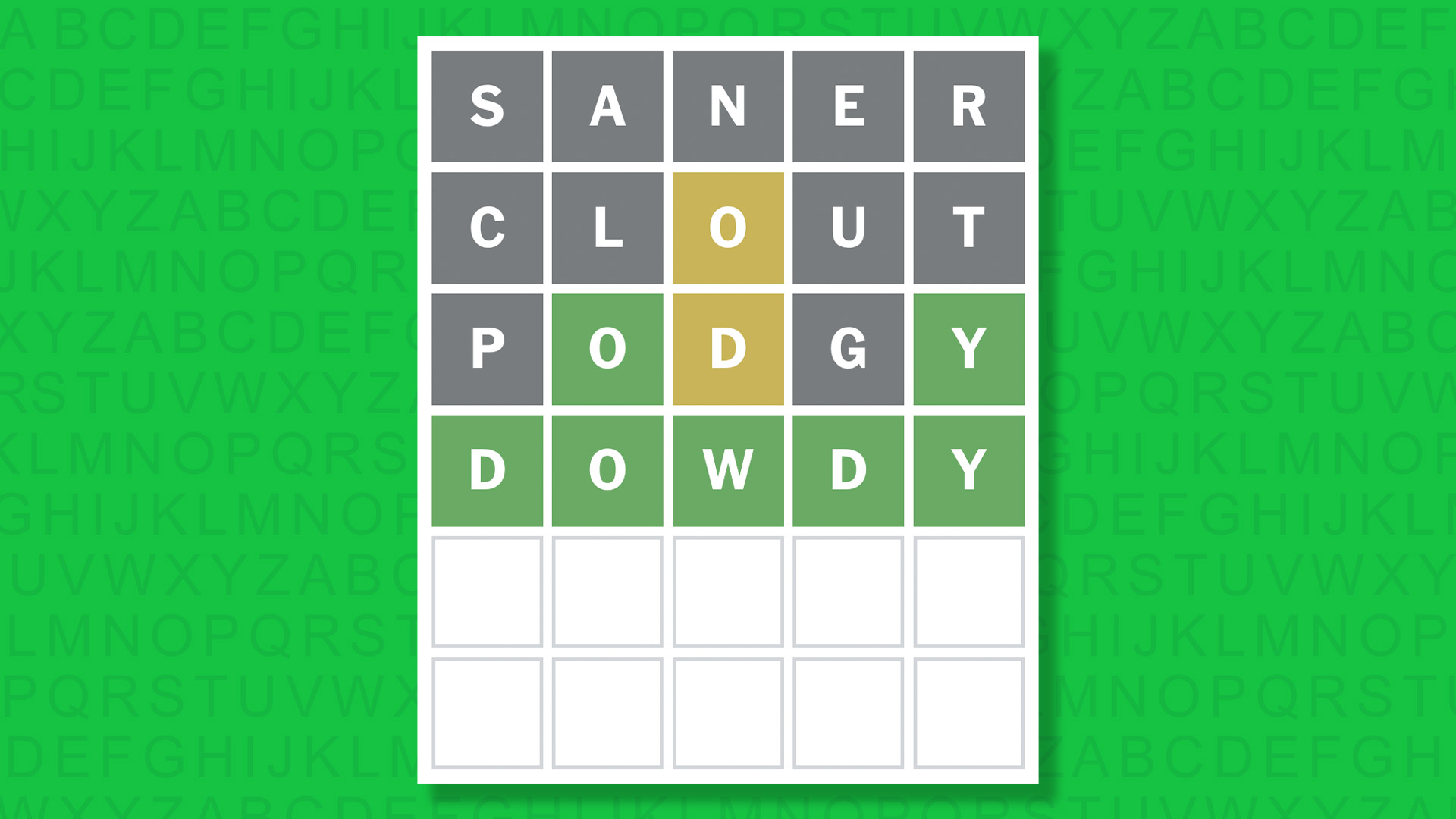 NYT Wordle answer for game 1789 on a green background