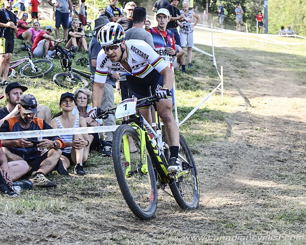 Nino Schurter (Sui) Scott-SRAM MTB Racing chased hard, but could only manage seventh