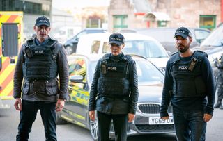 Perry Fitzpatrick, Kelly MacDonald and Martin Compston in BBC's Line of Duty