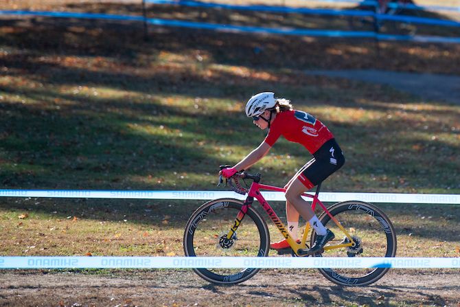 Maghalie Rochette (Feedback Sports-Specialized) off the front during the final laps of the race