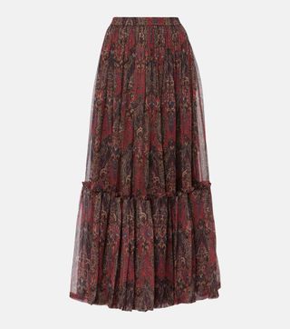 Paisley Silk Crepon Maxi Skirt