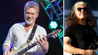 Eddie Van Halen in 2015 and Alex Skolnick in 2024