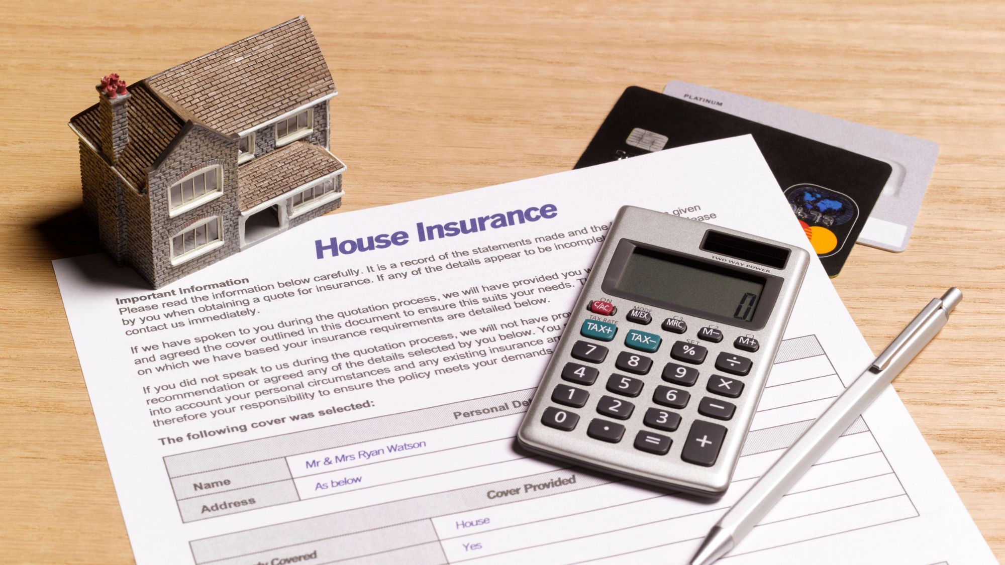 House insurance paperwork