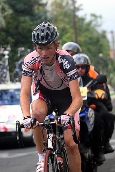 Chris Horner (Predictor Lotto) working hard on the climb.