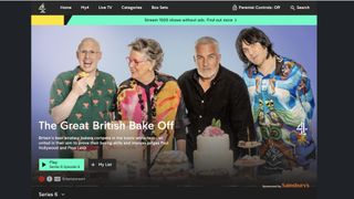 Screenshot of All4 with Great British Bakeoff