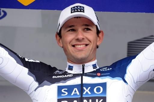 Alex Rasmussen (Saxo Bank) accepts the applause of the crowd on the podium