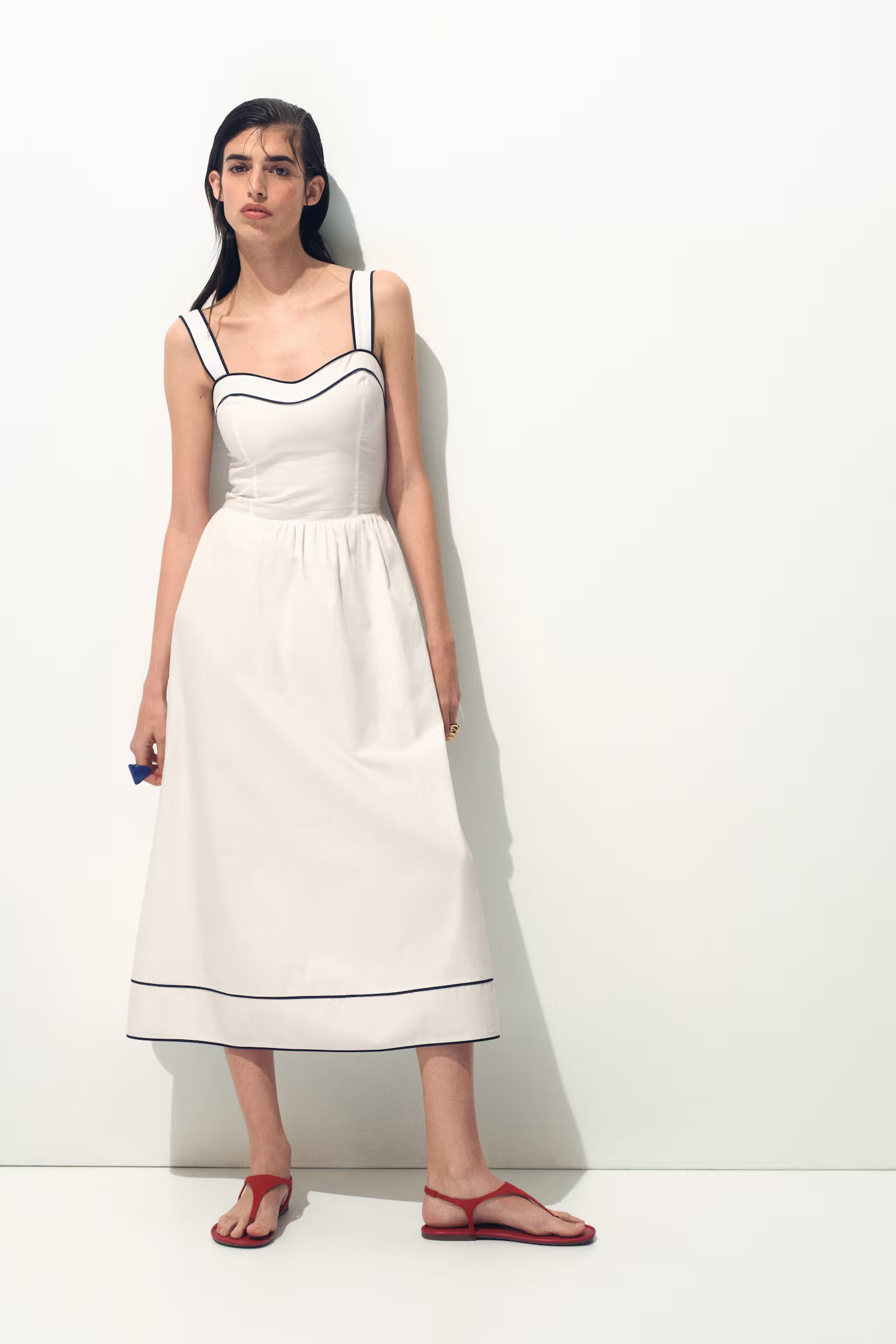 H&amp;amp;M, Flared-Skirt Cotton Dress