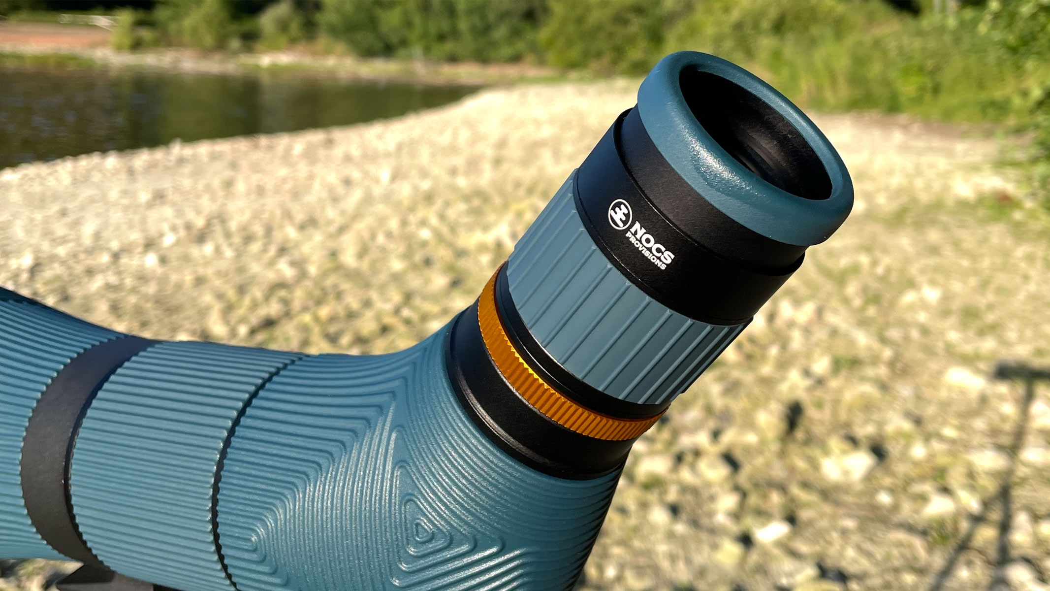 Close up of the eyepiece of the Nocs Provisions Long View 85mm spotting scope.