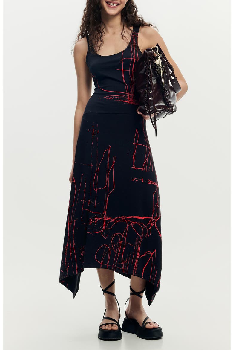 Abstract Print Sleeveless Dress