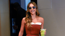 Jessica Alba at The Today Show wearing tan dress