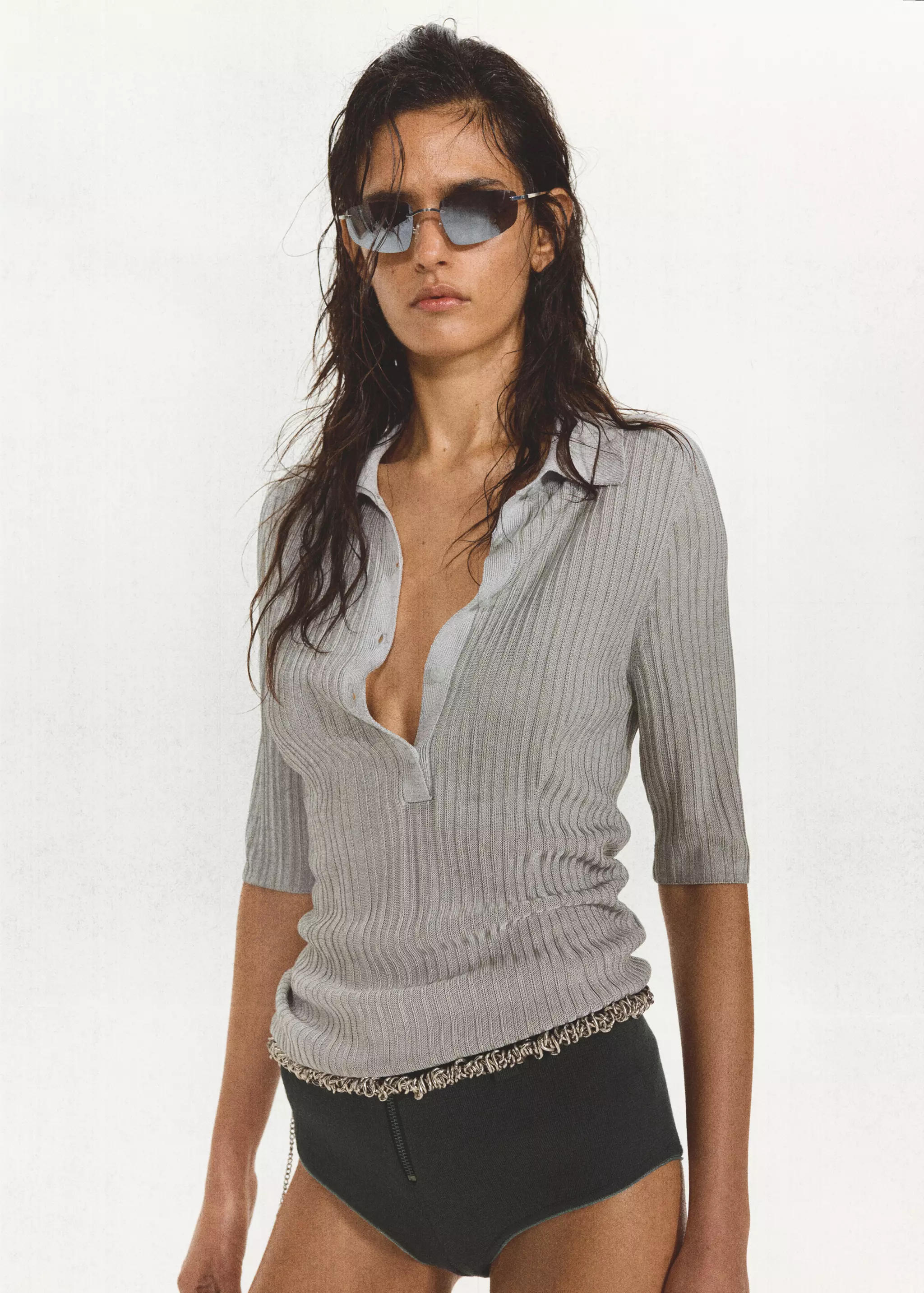 Polo-Neck Ribbed Sweater - Women | Mango Usa