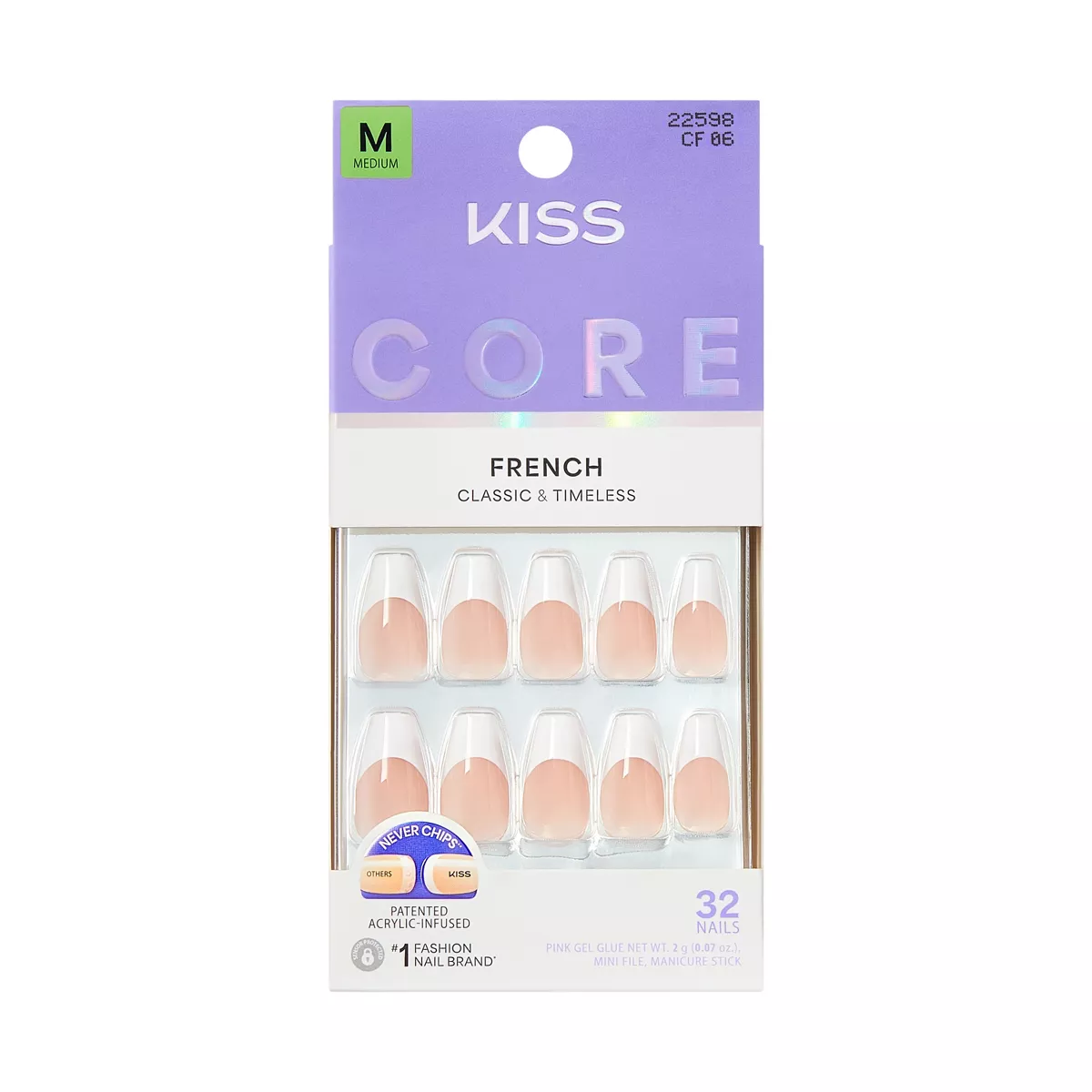 Kiss Nails Core Press-On Fake Nails - Medium Coffin - Reunion - 35ct