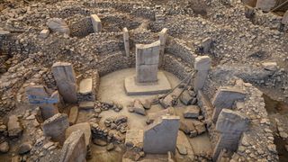 A picture taken on May 18, 2022 shows pillars at the archaeological site of Gobekli Tepe in Sanliurfa, Turkey.
