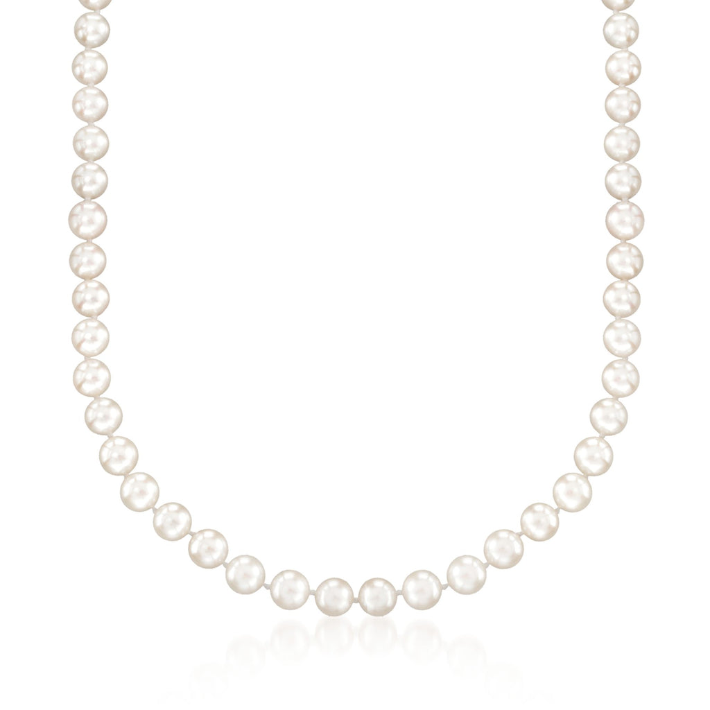 7-7.5mm Cultured Akoya Pearl Necklace With 18kt White Gold