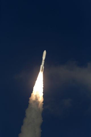 A United Launch Alliance Atlas V rocket carrying the GOES-S weather satellite soars toward space during a successful launch from Cape Canaveral Air Force Station on March 1, 2018.