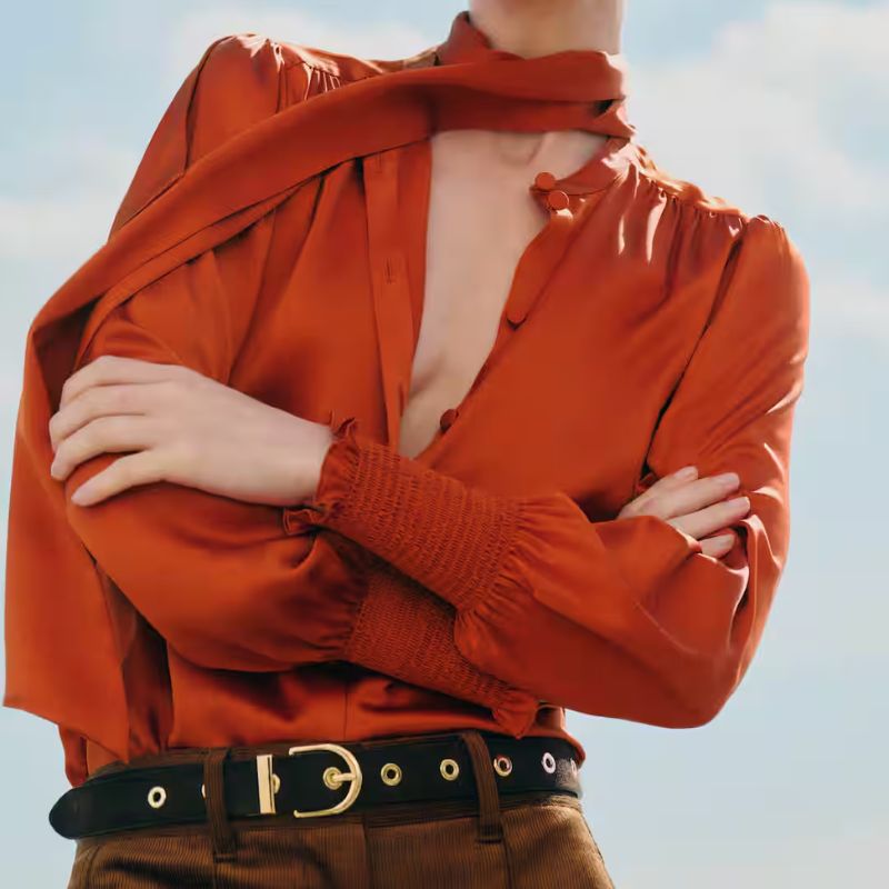 Cat Deeley&#039;s orange silk shirt