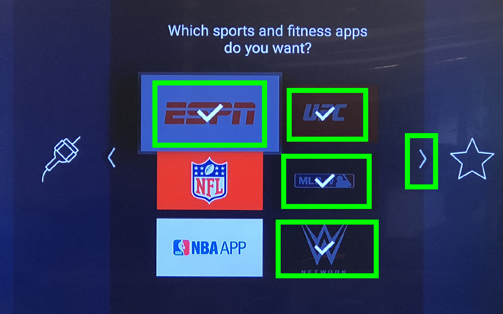 fire tv setup Sports apps suggestion screen
