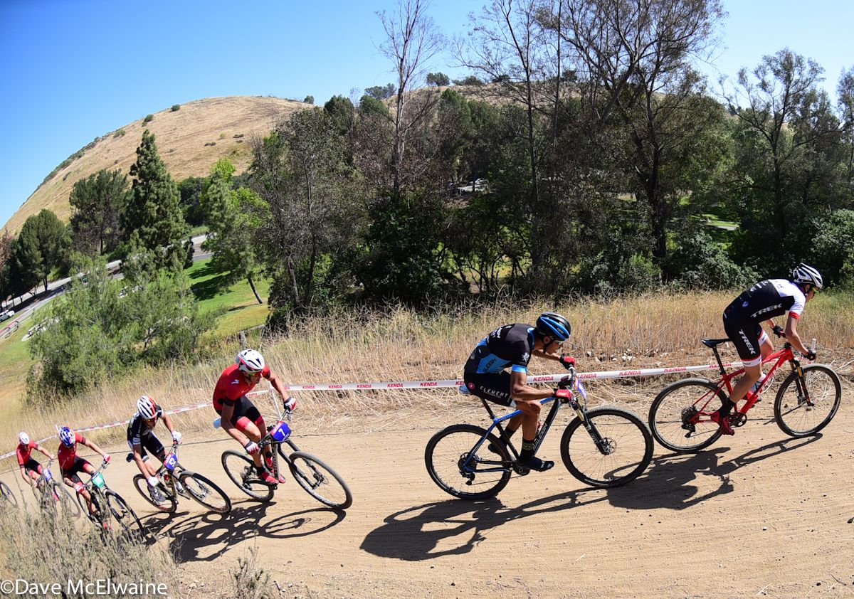 Sergio Mentecon (Trek Factory Racing) setting the pace on the fire road climb.