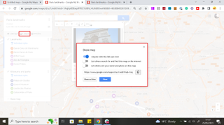Screenshot of Google My Maps highlighting how to share your map