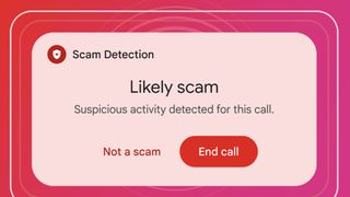 A Pixel Scam Detection alert on a red and magenta background