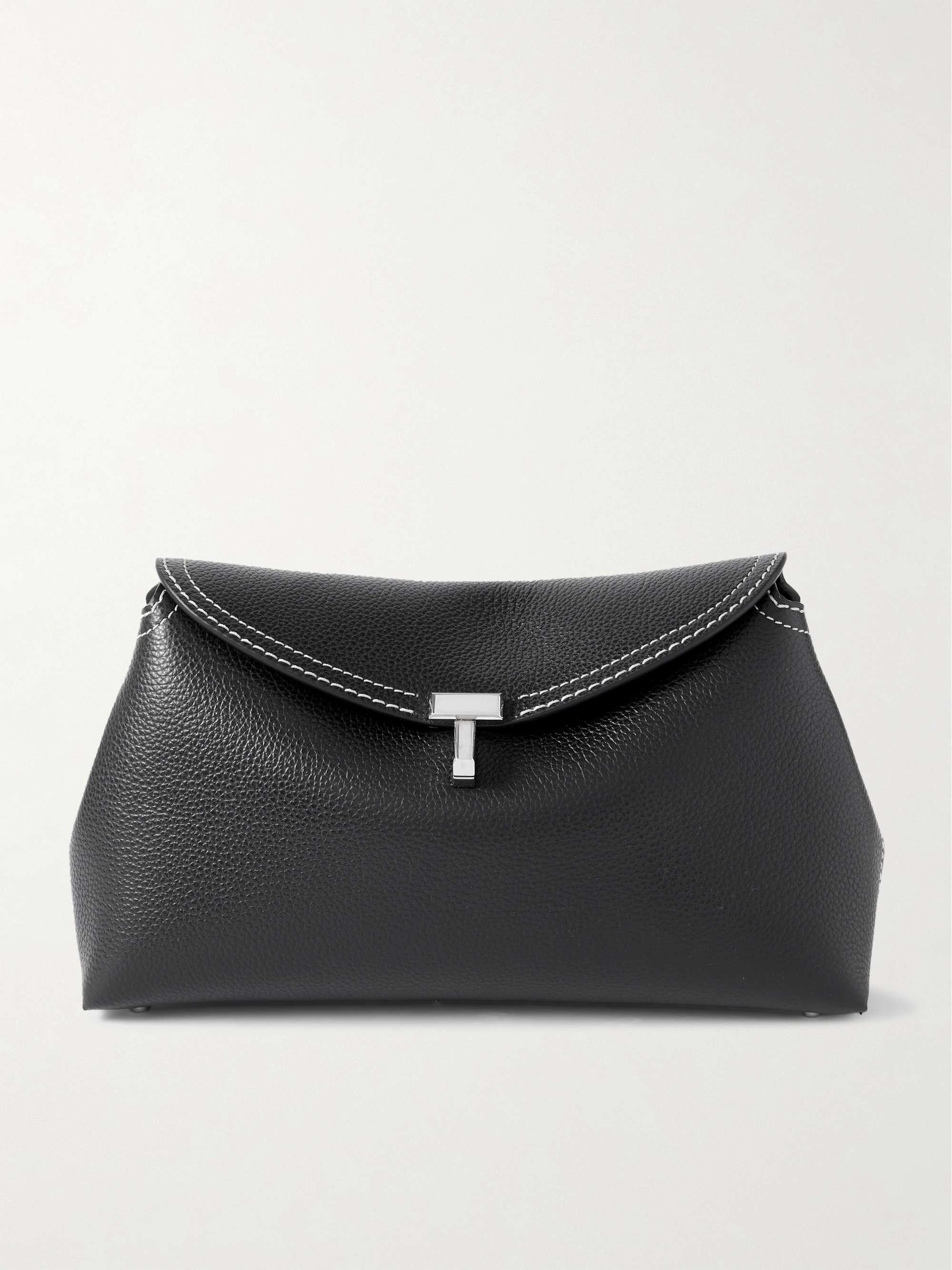 T-Lock Textured-Leather Clutch