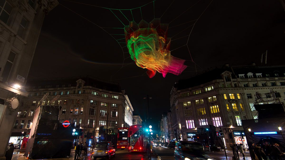 And Oxford Circus has been illuminated by Janet Echelman's work, 1.8 London. The exhibition continues until Sunday