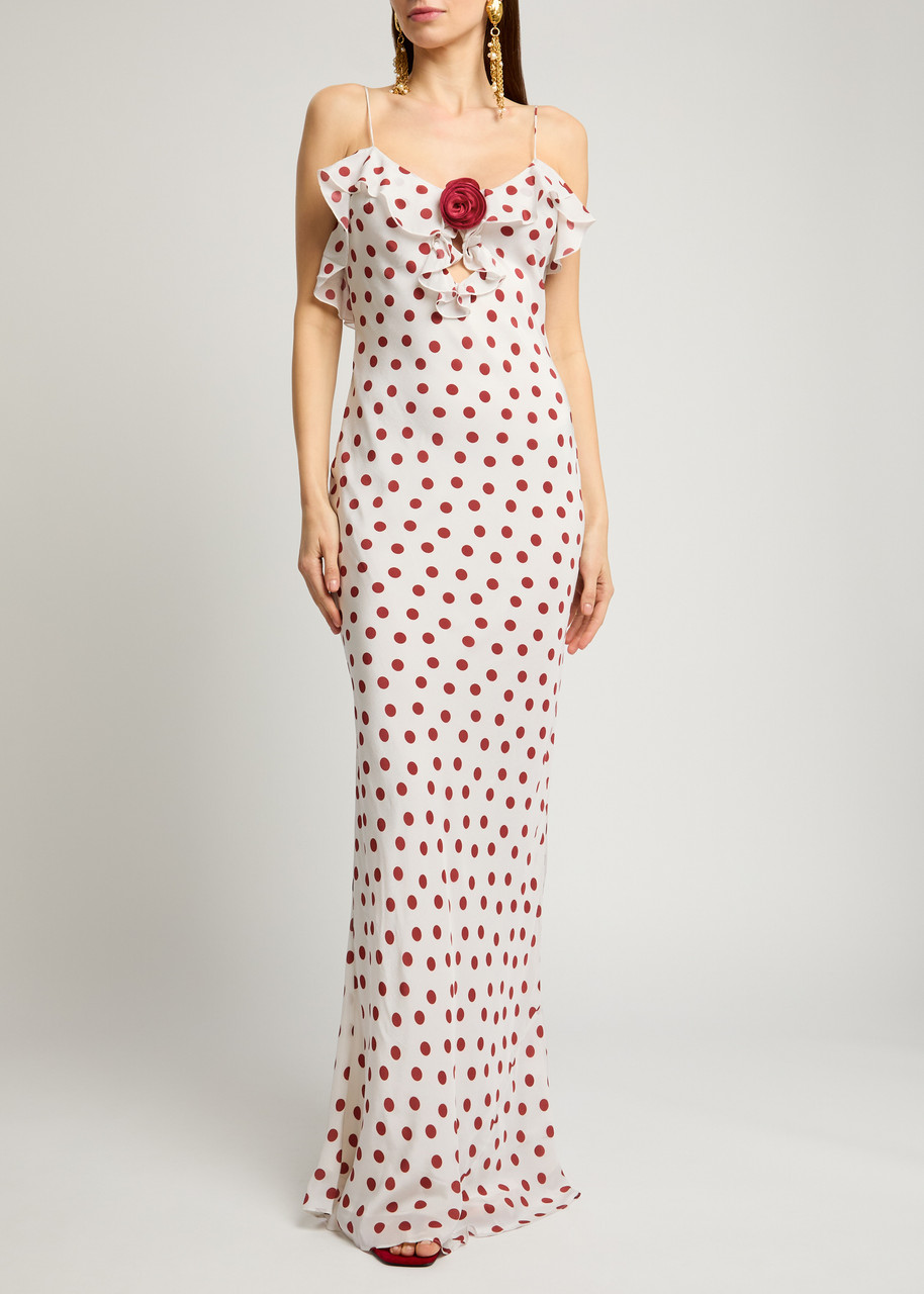 Esperanza Polka Dot Chiffon Maxi Dress