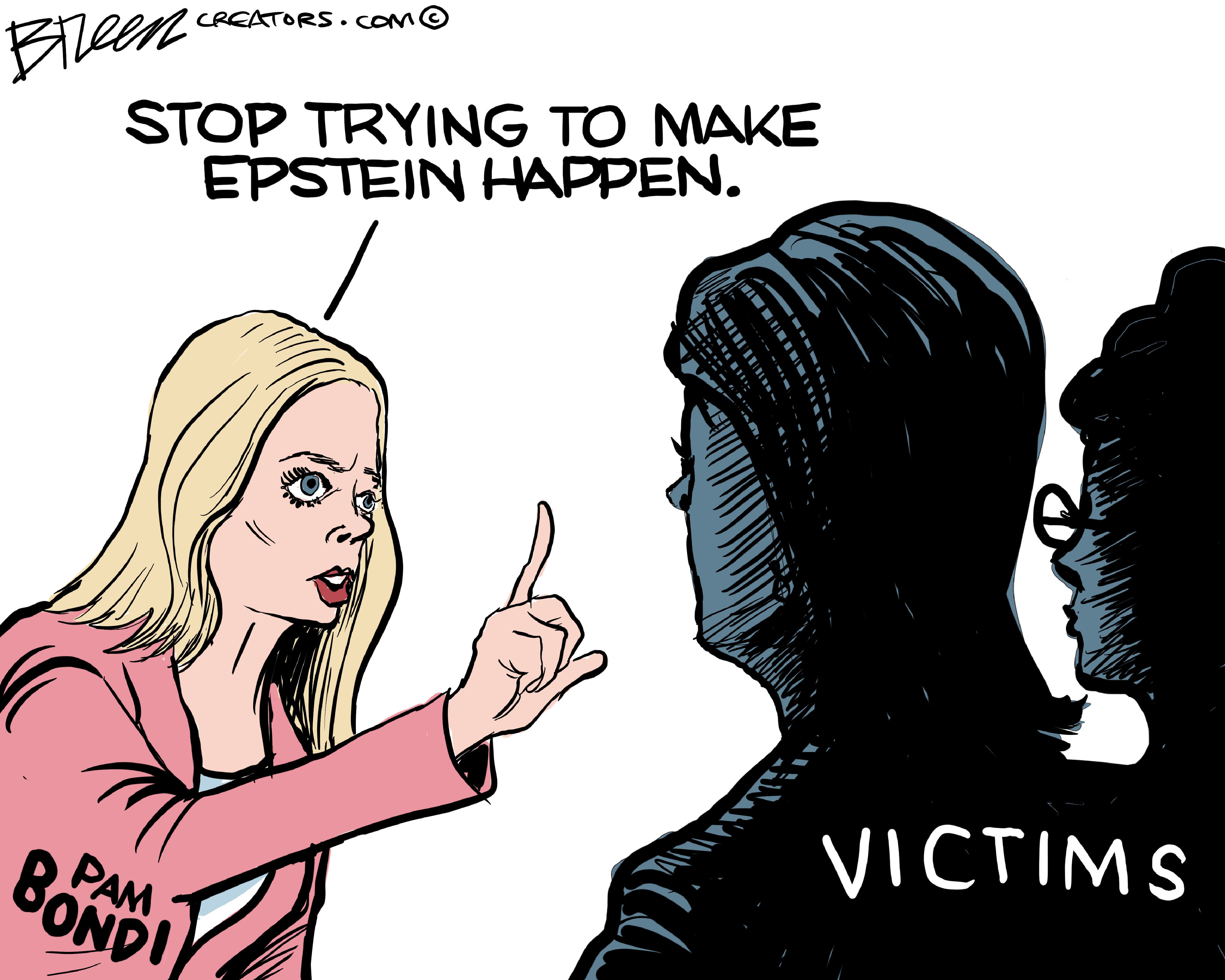 Pam Bondy raises her finger to Jeffrey Epstein victims and says, &amp;ldquo;Stop trying to make Epstein happen.&amp;rdquo;