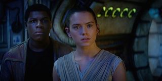 Rey and Finn together in Star Wars: The Force Awakens