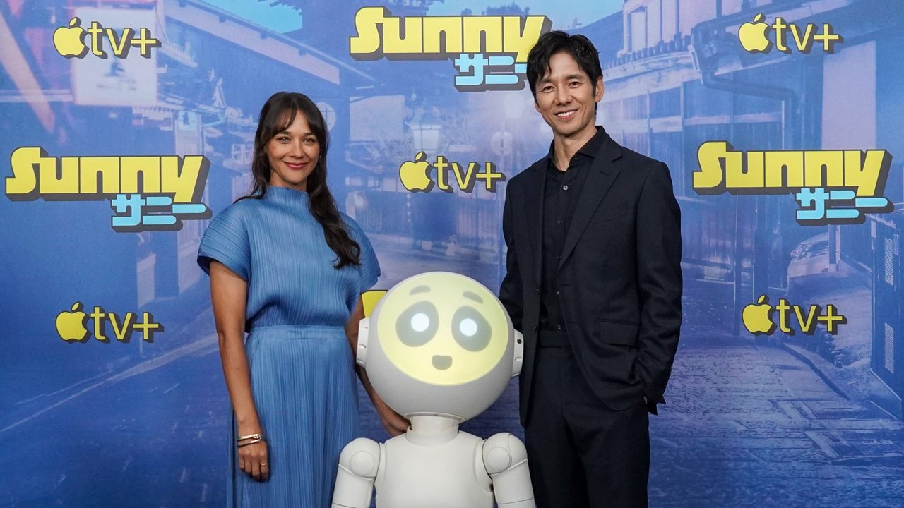 Rashida Jones and Hidetoshi Nishijima attend the photocall for Apple TV+&#039;s show &quot;Sunny&quot; at on June 25, 2024