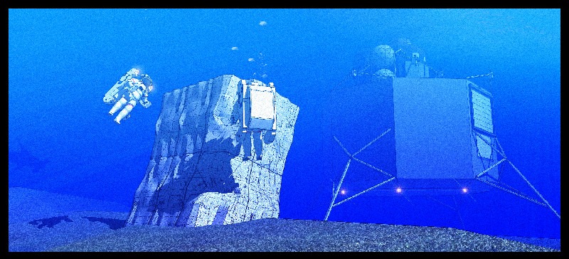 NASA&#039;s NEEMO 15 expedition will simulate aspects of a mission to an asteroid. In this illustration, a configured rock wall can be seen near the underwater Aquarius laboratory.