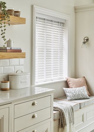 hillarys white bamboo blinds in a kitchen