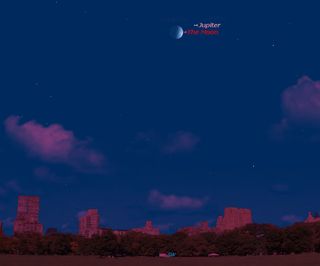 Jupiter will shine near the moon, as seen in this Starry Night Software sky map, in the southern night sky on June 11, 2016. This map shows the location of Jupiter at 9 p.m. local time as seen from mid-northern latitudes.