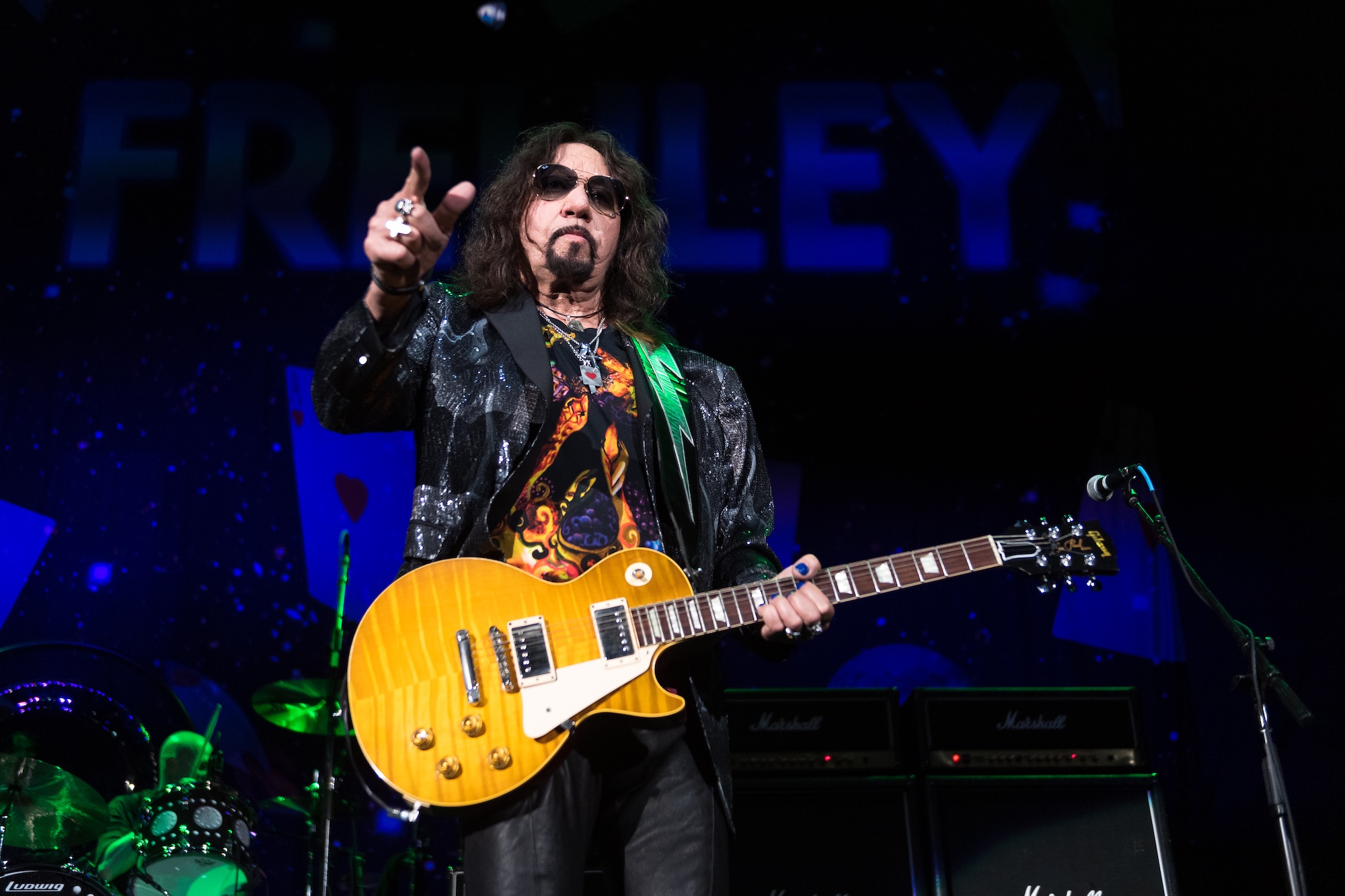 Ace Frehley performs onstage at the iTHINK Financial Amphitheatre in West Palm Beach, Florida on October 10, 2021