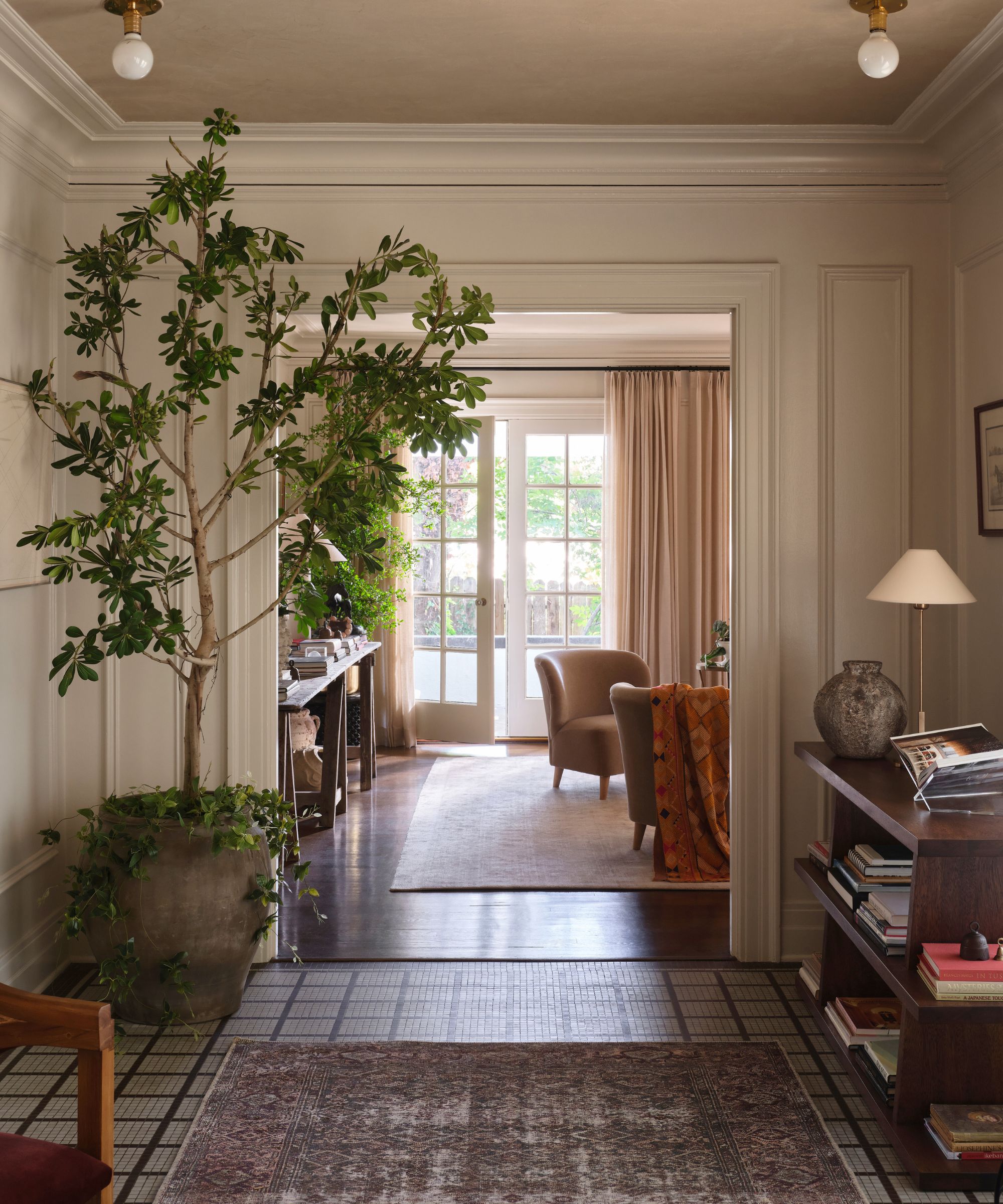 Paneled room by Plaster &amp;amp; Patina interiors painted in Farrow &amp;amp; Ball Slipper Satin
