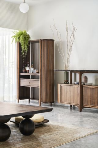 A sideboard in a dining room