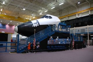Crew Compartment Trainer-2 (CCT-2), the second of two orbiter nose section mockups used to train space shuttle astronauts at NASA's Johnson Space Center in Houston, will be moving to the Tulsa Air and Space Museum in Oklahoma.