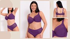 Model wearing Curvy Kate WonderFully bra in purple