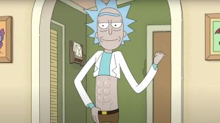 Rick with abs on Rick and Morty