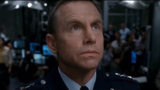 David Andrews looks up in concern in Terminator 3: Rise of the Machines.