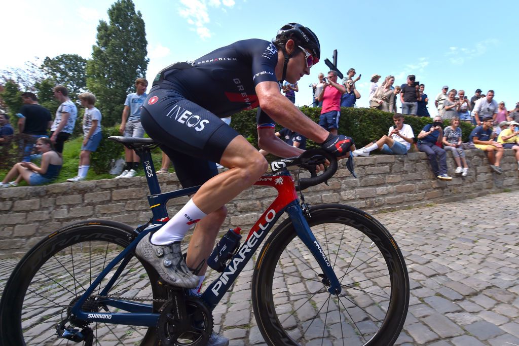 Geraint Thomas of Ineos Grenadiers on his Pinarello in Benelux Tour