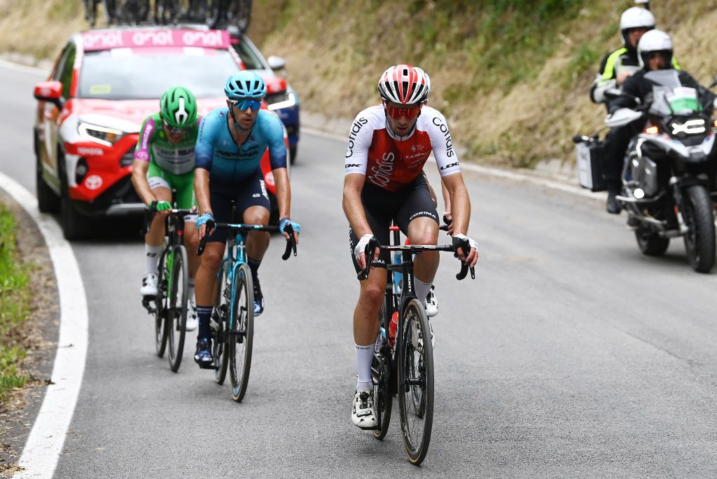 FOSSOMBRONE ITALY MAY 13 Franois Bidard of France and Team Cofidis competes in the chase group during the 106th Giro dItalia 2023 Stage 8 a 207km stage from Terni to Fossombrone UCIWT on May 13 2023 in Fossombrone Italy Photo by Tim de WaeleGetty Images