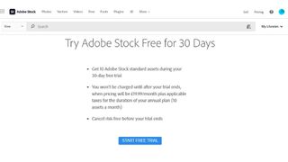 Free trial offer on Adobe Stock website