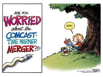 Editorial cartoon Comcast Time Warner