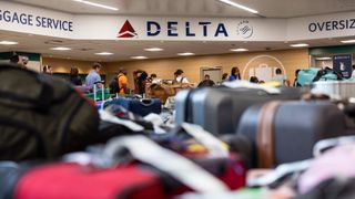Luggage at the Delta baggage claim at Hartsfield-Jackson Atlanta International Airport (ATL) in Atlanta, Georgia