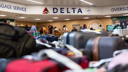 Luggage at the Delta baggage claim at Hartsfield-Jackson Atlanta International Airport (ATL) in Atlanta, Georgia