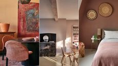 terracotta dining room, lilac dining room, dark pink bedroom