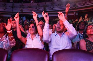 Meghan Markle and Prince Harry attend the Afro-Descendant Women and Power: Voice of Equity at the Teatro Municipal on August 18, 2024.