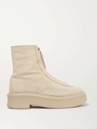 Textured-Nubuck Platform Ankle Boots